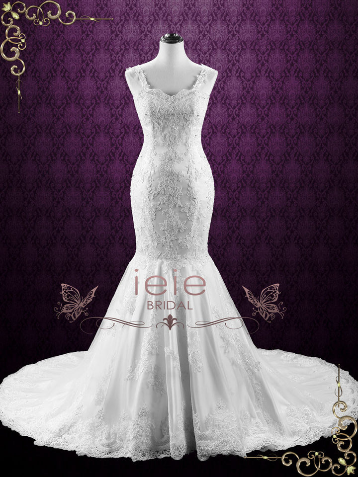 Mermaid Backless Lace Wedding Dress with Open Corset Back PORTIA ieie Mermaid Backless Lace Wedding Dress with Open Corset Back PORTIA ieie
