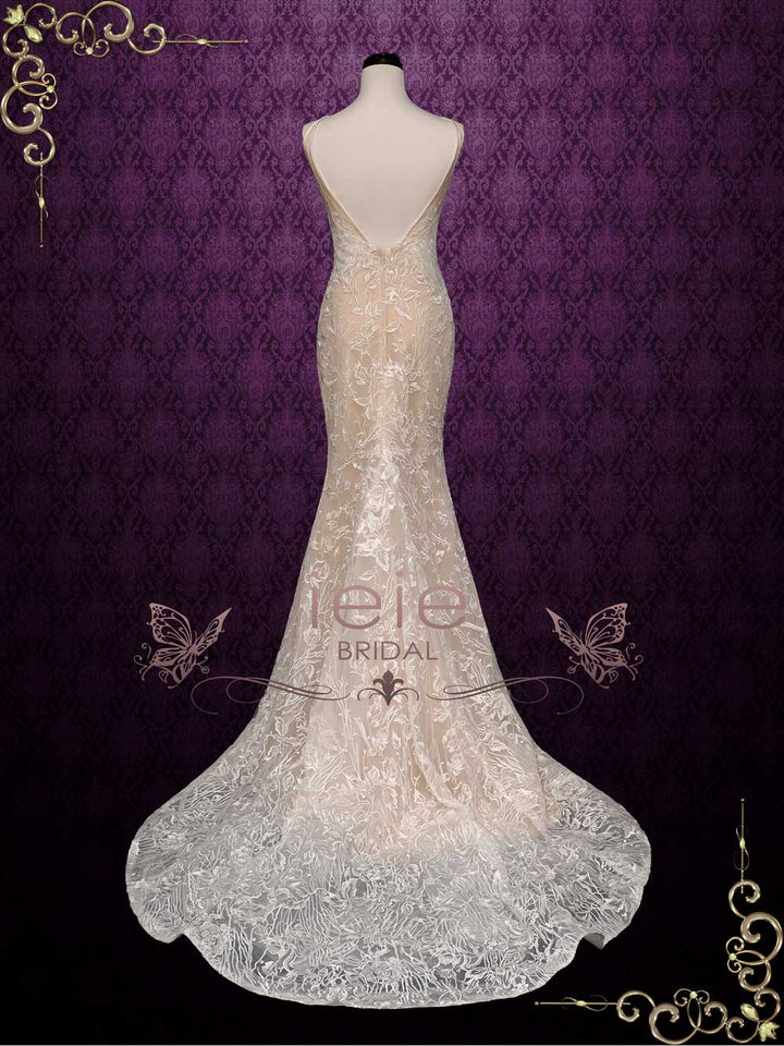 Champagne Lace Mermaid Wedding Dress ZELDA Size 2 / Champagne Champagne Lace Mermaid Wedding Dress ZELDA Size 2 / Champagne