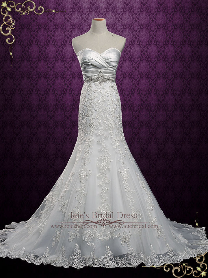 Strapless Lace Mermaid Wedding Dress with Sweetheart Neckline | Lori