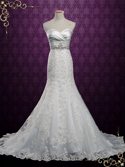 Strapless Lace Mermaid Wedding Dress with Sweetheart Neckline | Lori