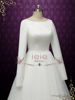Simple Minimalist Wedding Dress with Lace Back LUNA