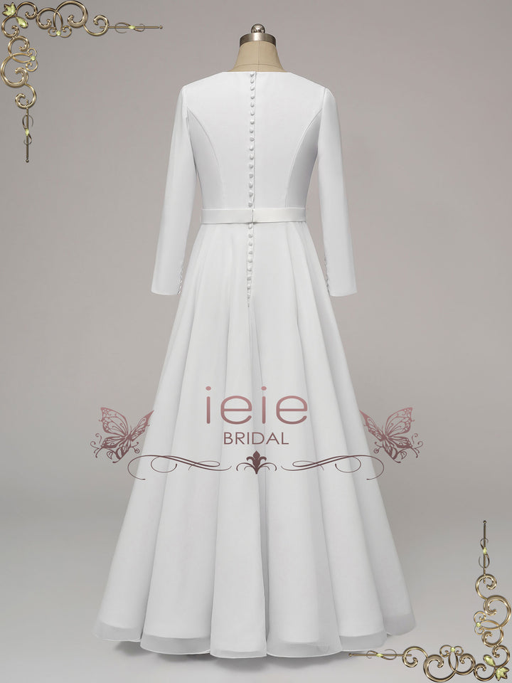 Modest Simple Long Sleeves Wedding Dress DORIA