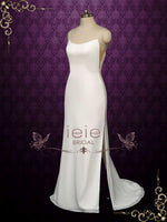 Minimalist Crepe Chiffon Wedding Dress with Slit | TANA