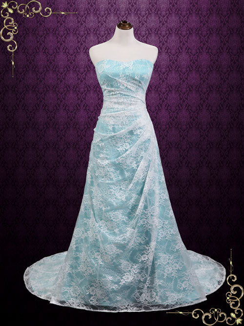 Mint Green Strapless Lace Wedding Dress BRENNA