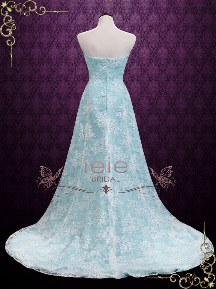 Mint Green Strapless Lace Wedding Dress BRENNA