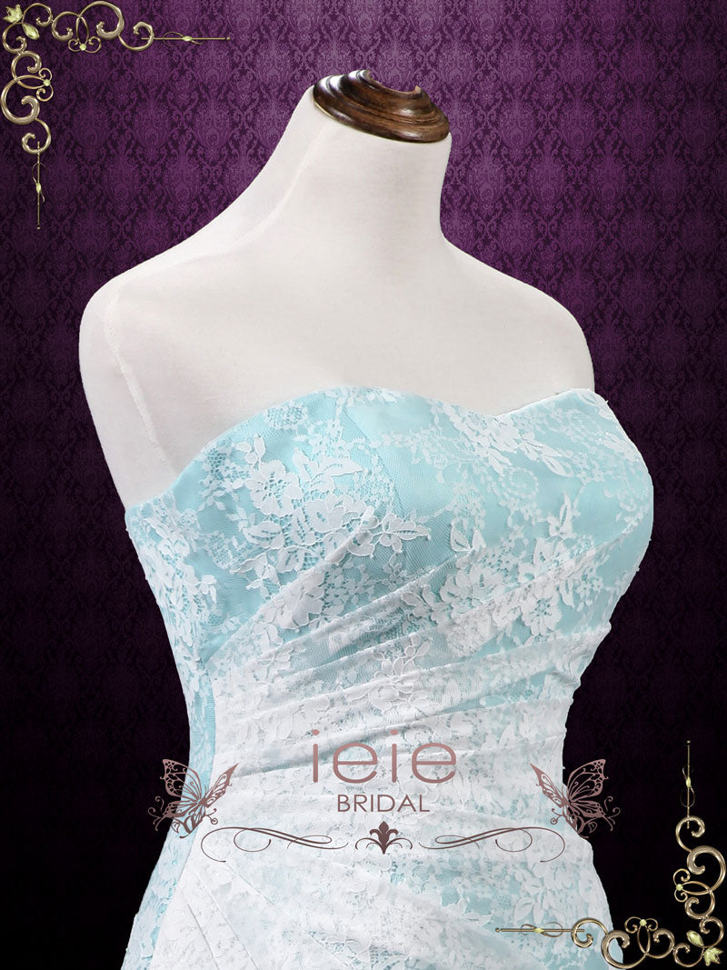 Mint Green Strapless Lace Wedding Dress BRENNA