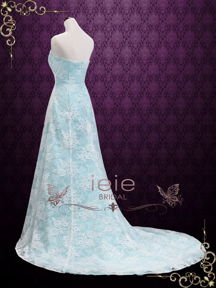 Mint Green Strapless Lace Wedding Dress BRENNA