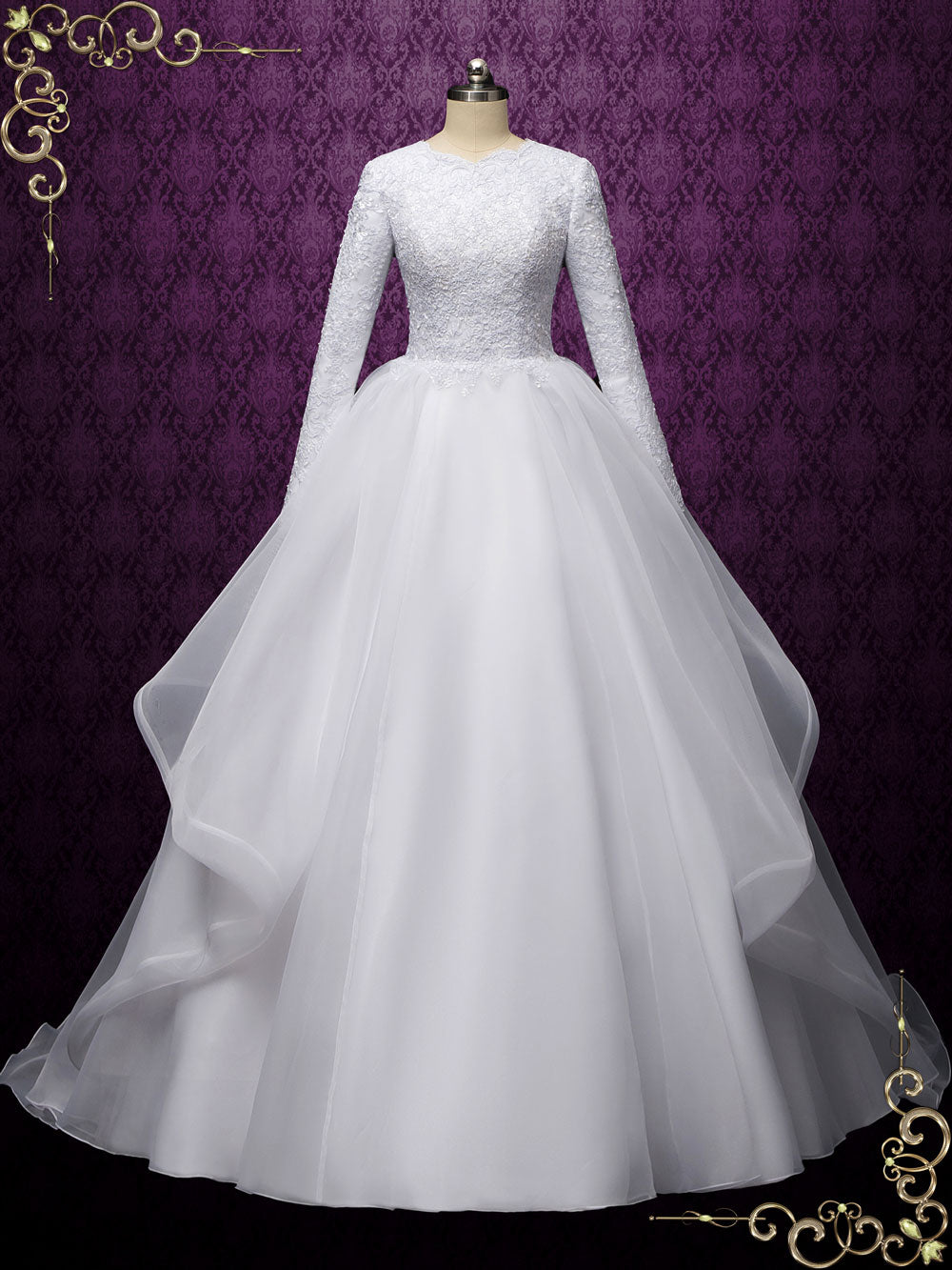 Ready to Wear Modest Lace Ball Gown Wedding Dress DALTON