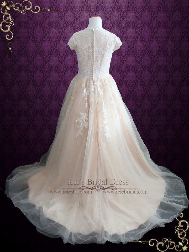 Modest Lace Ball Gown Wedding Dress | Jenni