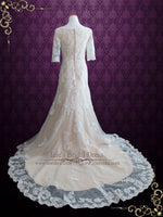 Modest Fit and Flare Lace Wedding Dress | Brooke