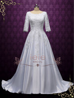 Modest Lace Wedding Dress with Half Sleeves AMBROSE