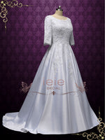 Modest Lace Wedding Dress with Half Sleeves AMBROSE