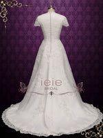 Modest Lace A-line Wedding Dress with Short Sleeves SALLINA