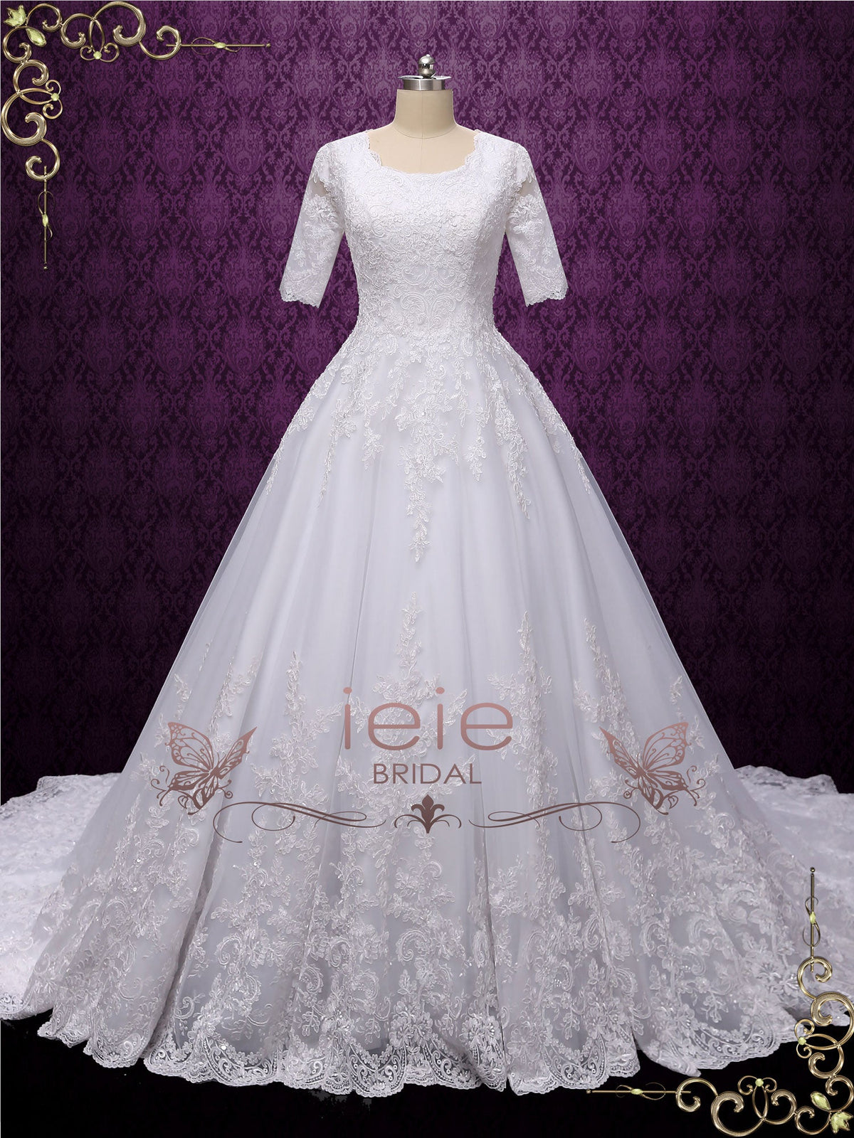 Modest Ball Gown Wedding Dress with Sleeves MADISON