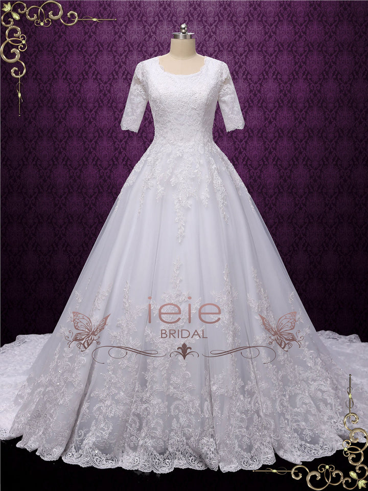 Modest Ball Gown Wedding Dress with Sleeves MADISON