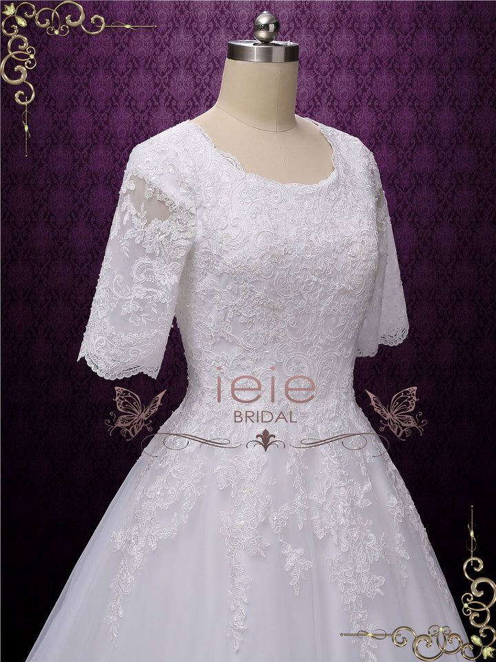 Modest Ball Gown Wedding Dress with Sleeves MADISON
