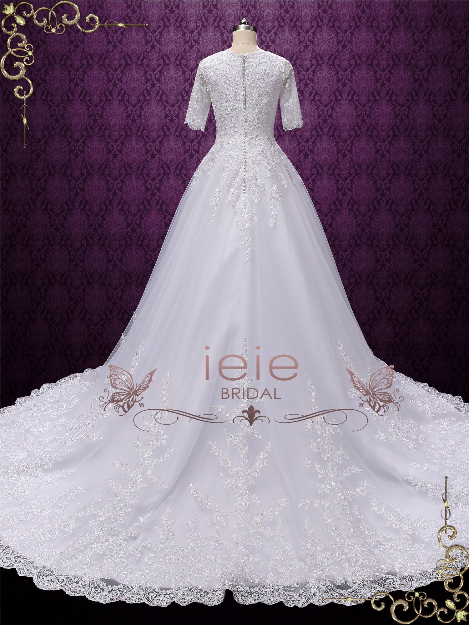 Modest Ball Gown Wedding Dress with Sleeves MADISON