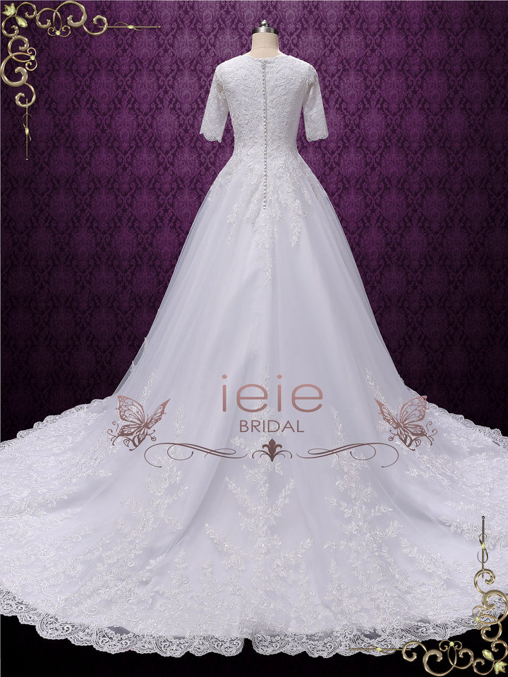 Modest Ball Gown Wedding Dress with Sleeves MADISON
