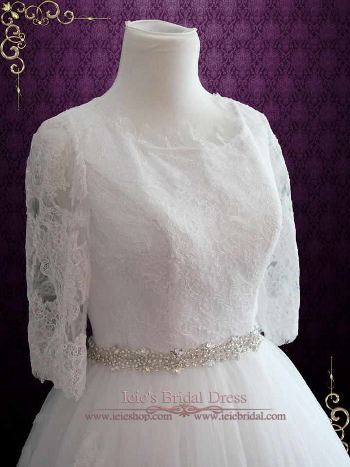 Modest Princess Lace Ball Gown Wedding Dress | Veria