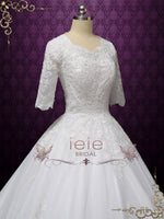 Modest Lace Ball Gown Wedding Dress with Sleeves CHESTER