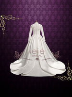 Classic Lace Ball Gown Wedding Dress with Long Lace Sleeves KATHERINE