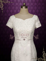 Modest Mermaid Lace Wedding Dress with Short Sleeves ELLIS