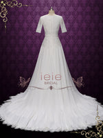 Modest Short Sleeves Lace Wedding Dress | Louise