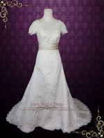 Modest Lace Wedding Dress with Short Sleeves STACEY