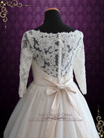 Illusion Lace Princess Ball Gown Wedding Dress with Sleeves | Charlotte