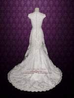 Modest Vintage Lace Wedding Dress with Cap Sleeves | Sally