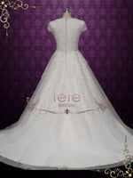 Modest Lace Wedding Dress with Cap Sleeves AUBREE