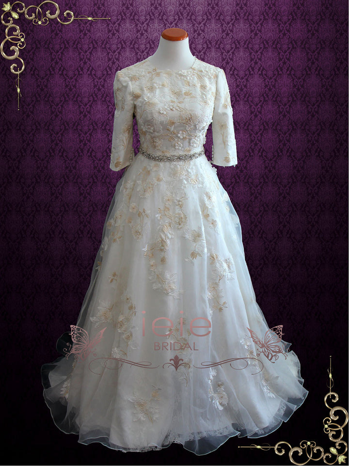 Modest Lace Wedding Dress with Sleeves MARCIE