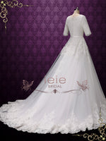 Modest Lace Wedding Dress with Half Sleeves ARIELLA