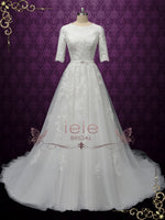 Modest Lace Wedding Dress with Sleeves BELIA