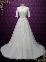 Modest Lace Wedding Dress with Sleeves BELIA