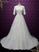 Modest Lace Wedding Dress with Sleeves BELIA