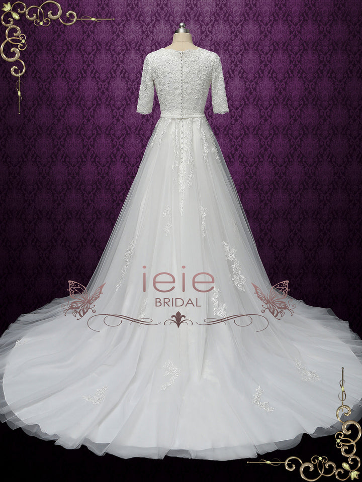 Modest Lace Wedding Dress with Sleeves BELIA