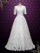 Modest Lace Ball Gown Wedding Dress with Sleeves NYALA