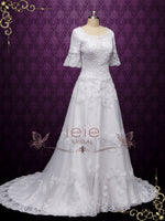 Modest Lace Wedding Dress with Short Sleeves CICILIA