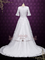 Modest Lace Wedding Dress with Short Sleeves CICILIA