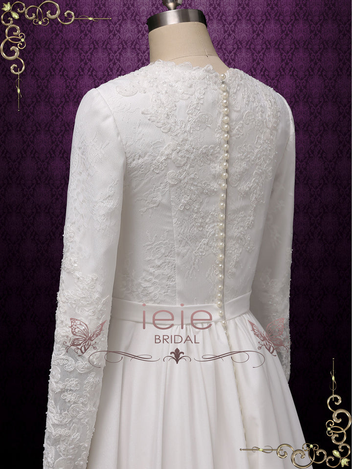 Modest Lace Wedding Dress with Sleeves CAMBRIDGE