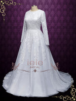 Modest Lace Wedding Dress with Long Sleeves MAKAYLA
