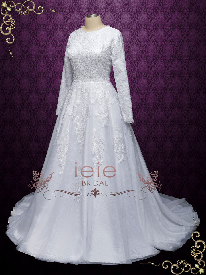 Modest Lace Wedding Dress with Long Sleeves MAKAYLA
