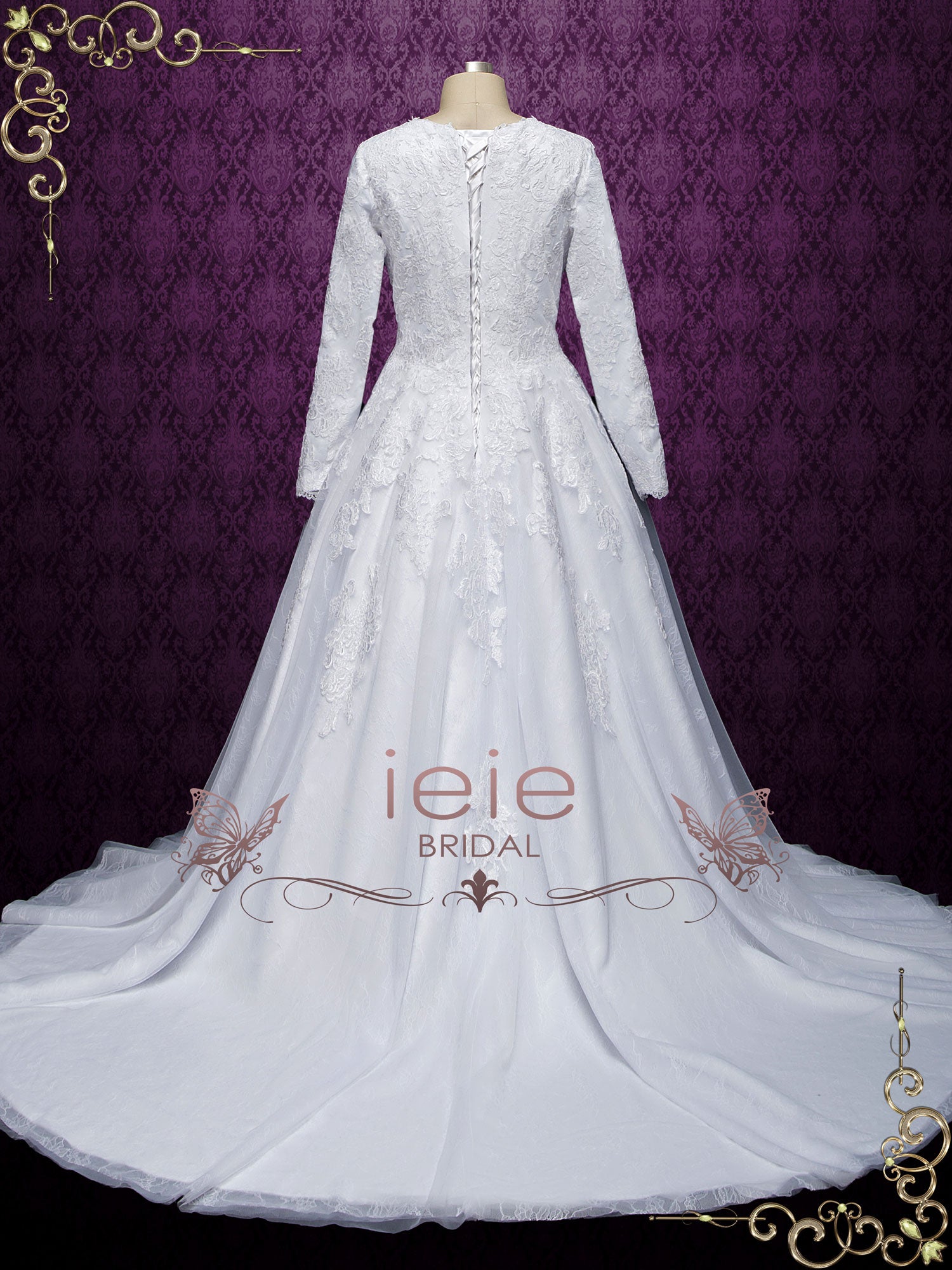 Modest Lace Wedding Dress with Long Sleeves MAKAYLA