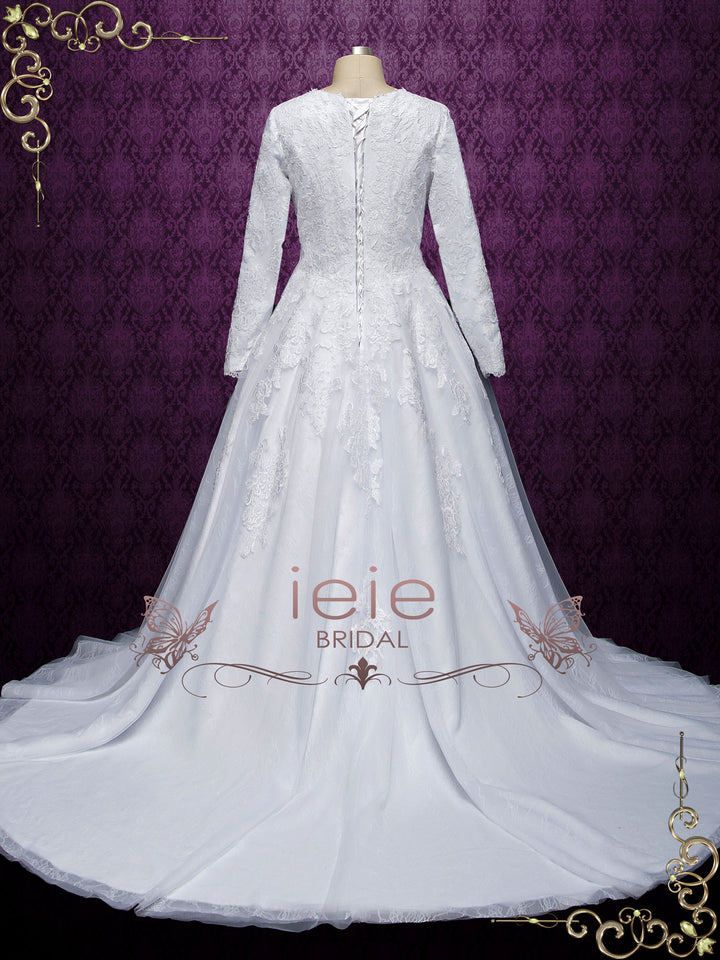 Modest Lace Wedding Dress with Long Sleeves MAKAYLA
