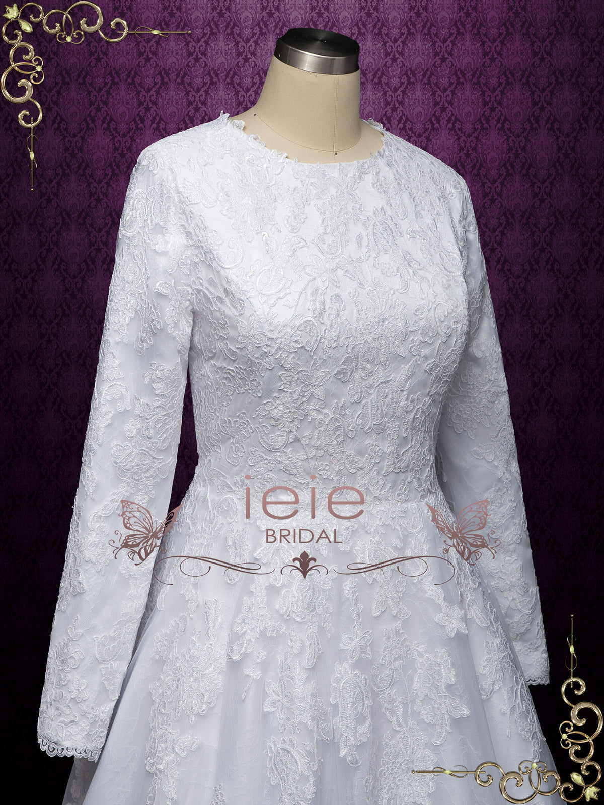 Modest Lace Wedding Dress with Long Sleeves MAKAYLA