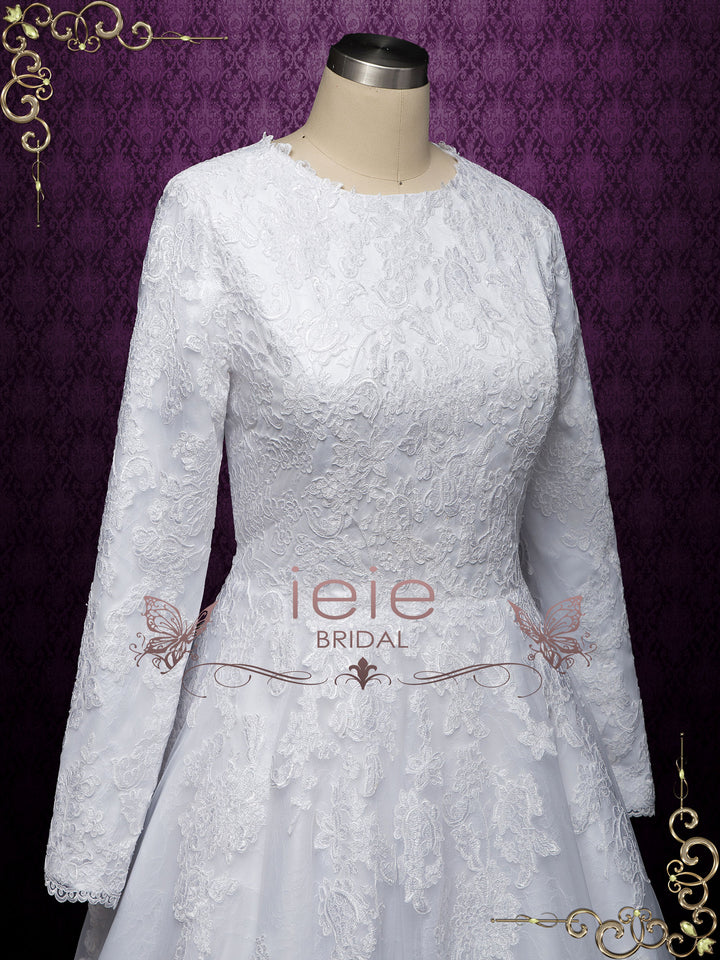 Modest Lace Wedding Dress with Long Sleeves MAKAYLA