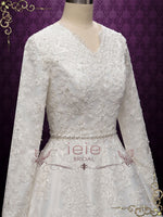 Modest Lace Wedding Dress with Long Sleeves HEBE