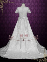 Modest Lace A-line Wedding Dress with Short Sleeves AVICE