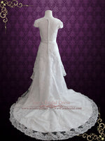 Vintage Style Modest Lace Wedding Dress with Short Sleeves ELINA